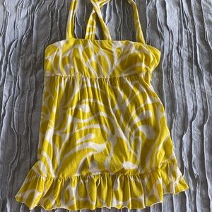 JCrew white and yellow summer tank with ruffles